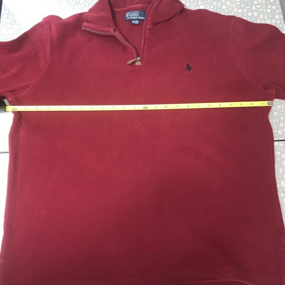 Vintage Polo Ralph Lauren 1/4 Zip‎ Sweater Sweatshirt Mens Size Large Red Heavy